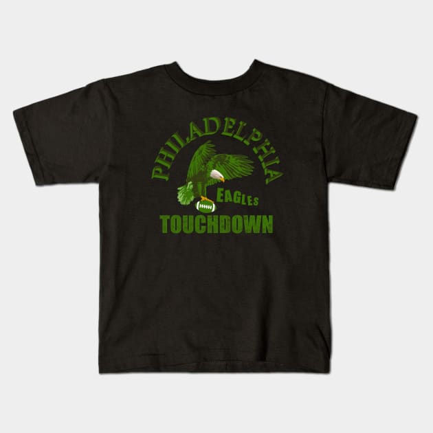 Philadelphia Eagles Touchdown Kids T-Shirt by Proway Design